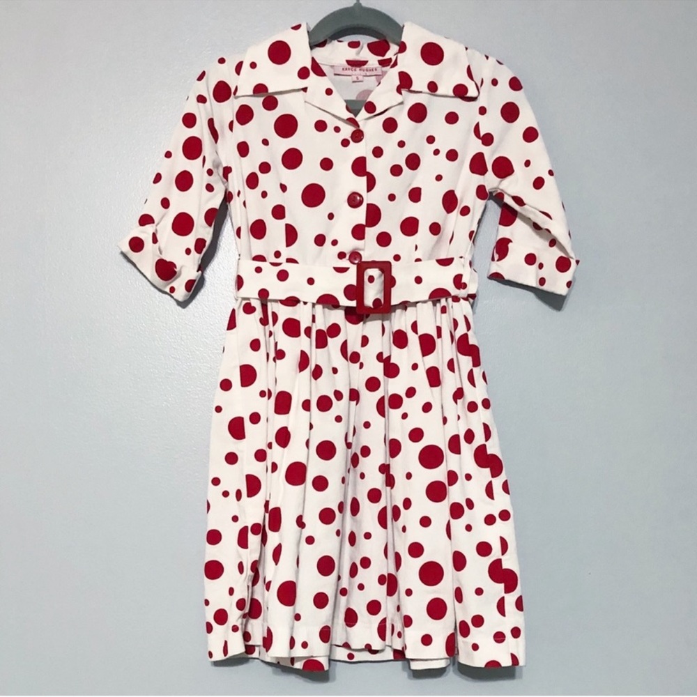 Kayce Hughes Vintage‎ Inspired Polka Dot Belted A-Line Dress
